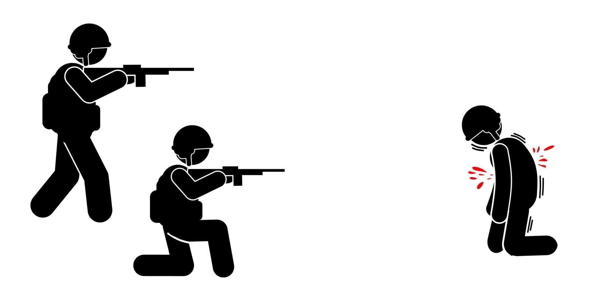 militaire vecteur illustration, armée soldats, militaire silhouettes ,guerre illustration