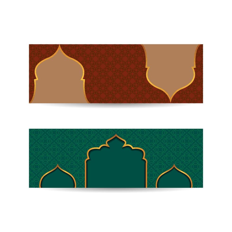 bannière de style arabe ornemental. fond islamique traditionnel rouge et vert. bannière de fond islamique vecteur