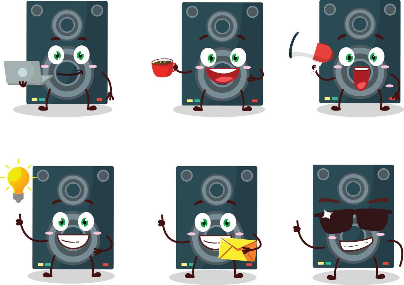 haut-parleur dessin animé personnage avec divers les types de affaires émoticônes vecteur