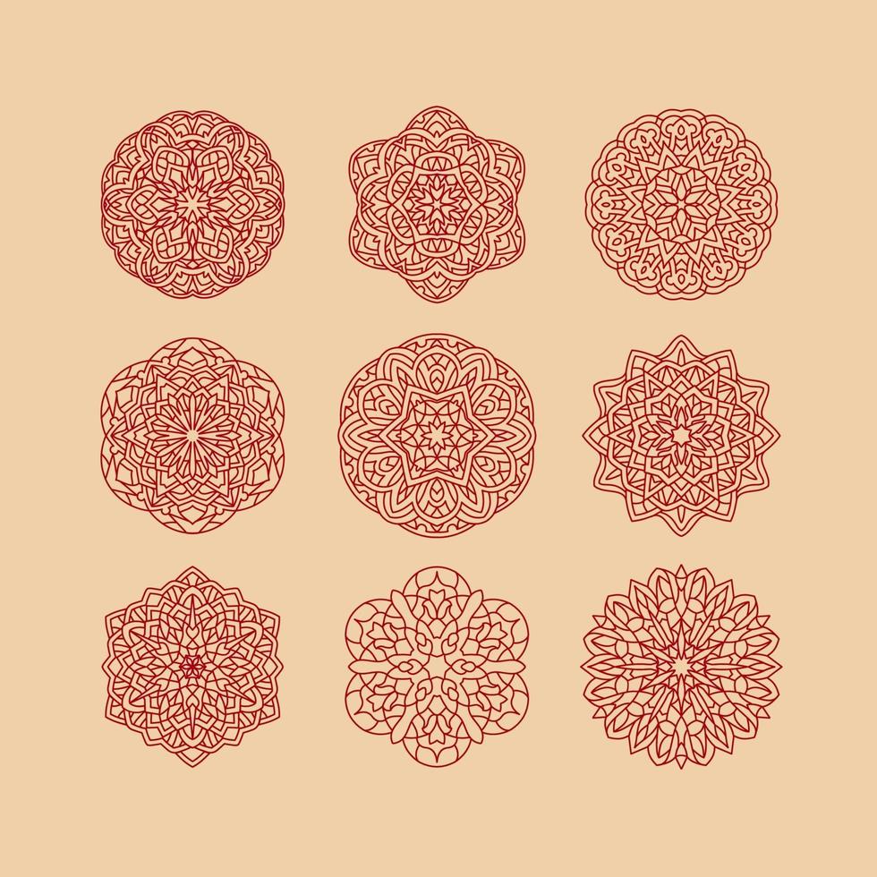 collection de mandala définie illustration vectorielle. éléments décoratifs vintage. fond dessiné à la main. islam, motifs arabes, indiens, ottomans. vecteur