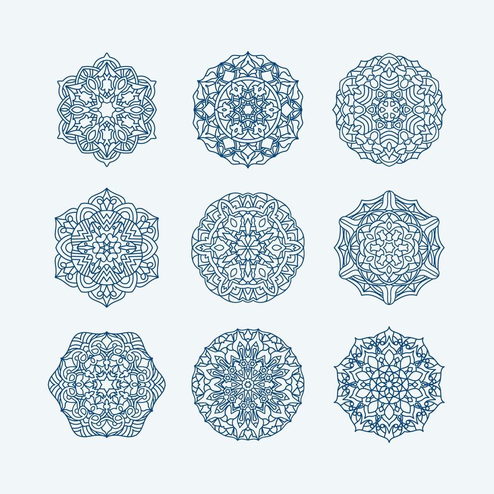 collection de mandalas. motif d'ornement rond. éléments décoratifs vintage. fond dessiné à la main. islam, motifs arabes, indiens, ottomans. vecteur