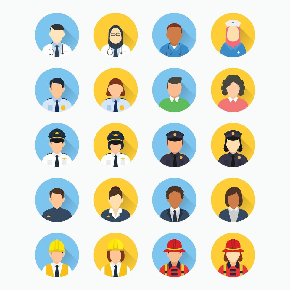 personnes avec différentes professions avatar icône ronde vecteur