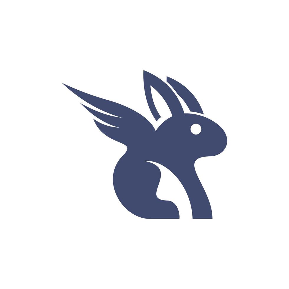 animal lapin avec ailes mignonne Créatif logo vecteur