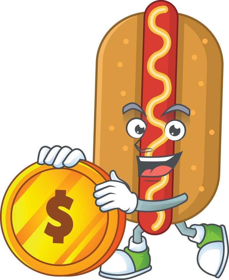 dessin animé personnage de Hot-dog vecteur