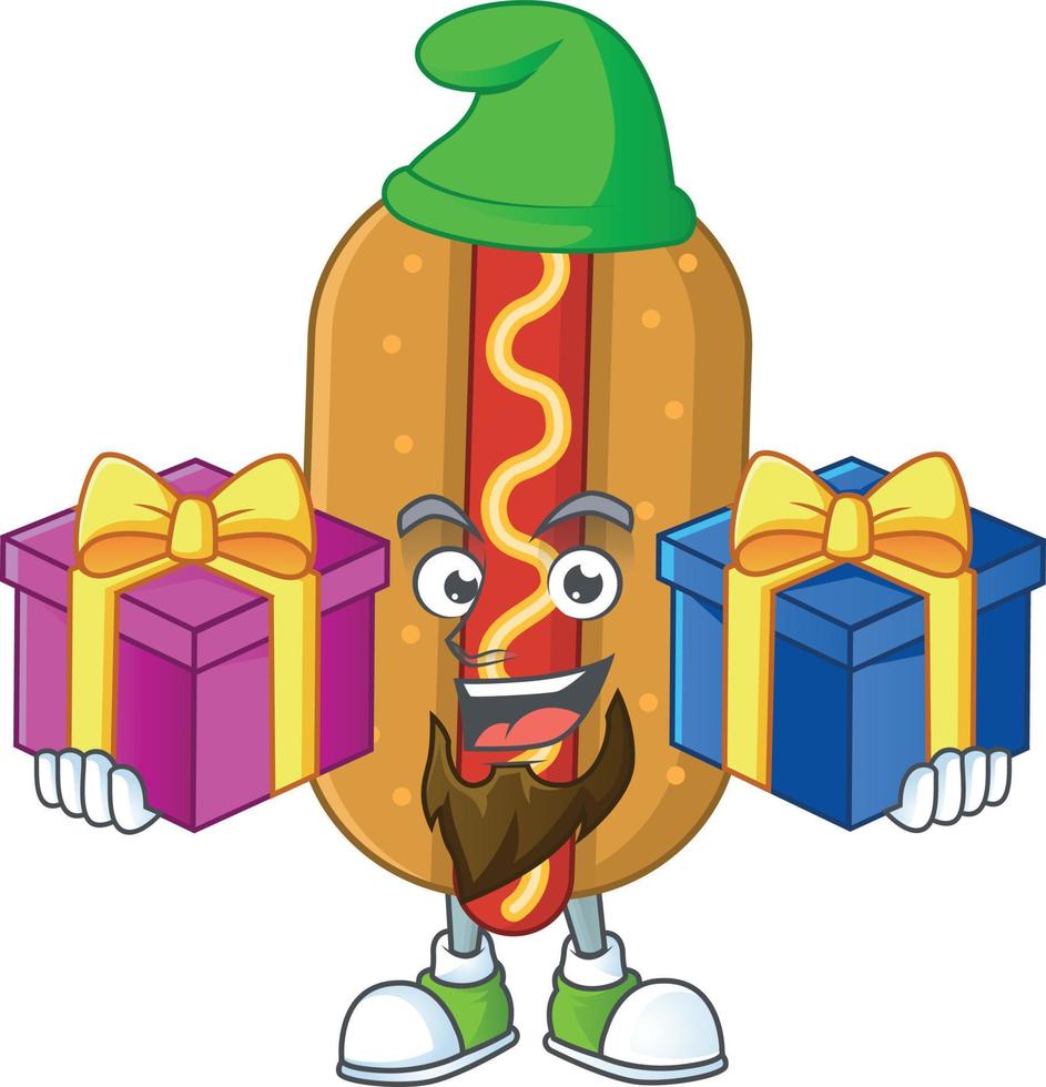 dessin animé personnage de Hot-dog vecteur