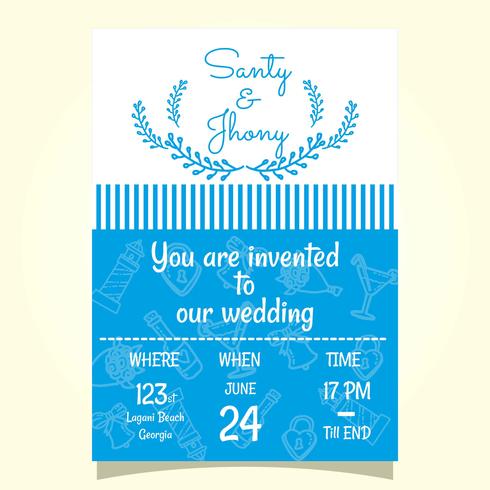 Invitation de mariage de plage vecteur