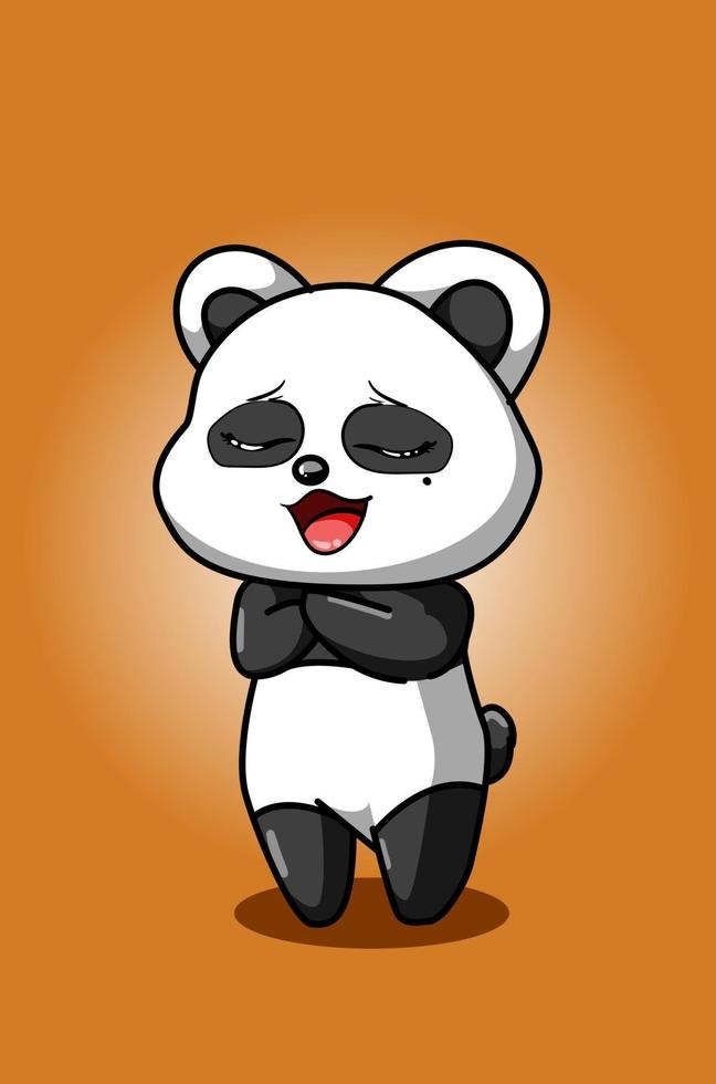 la petite illustration vectorielle mignon panda vecteur