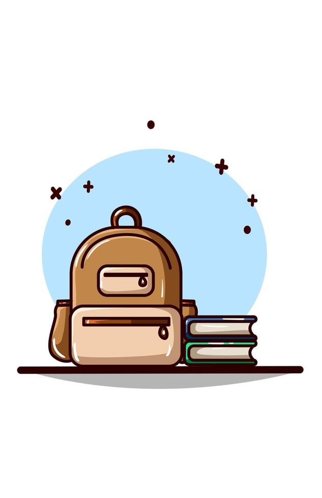 sac et deux livres vector illustration