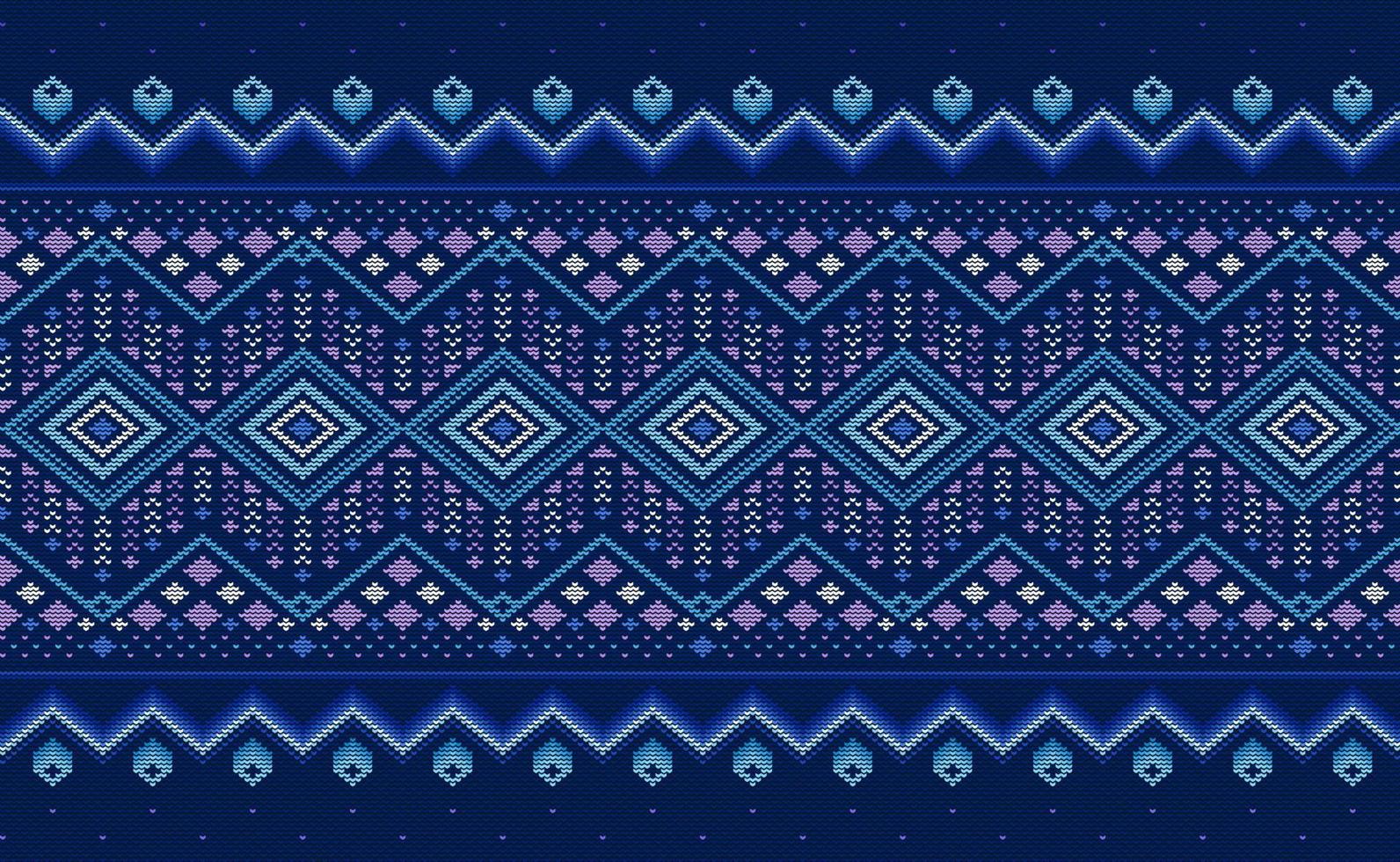 tricoté ethnique modèle, vecteur traverser point géométrique arrière-plan, broderie abstrait magnifique style