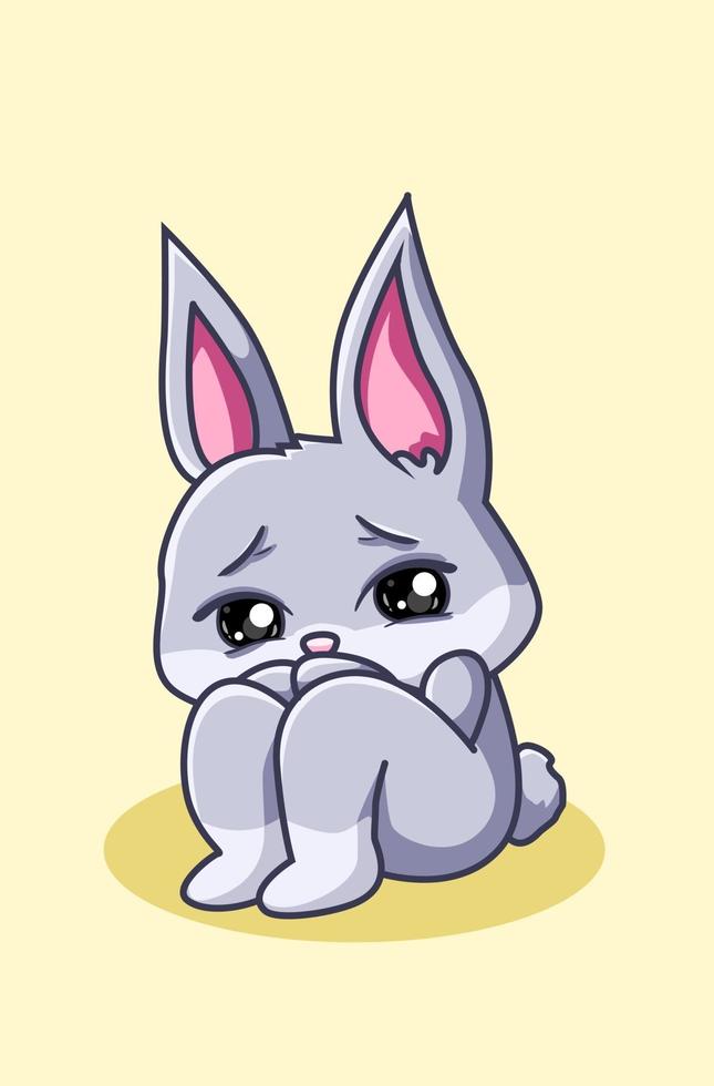 le petit lapin effrayé, illustration de dessin animé kawaii vecteur