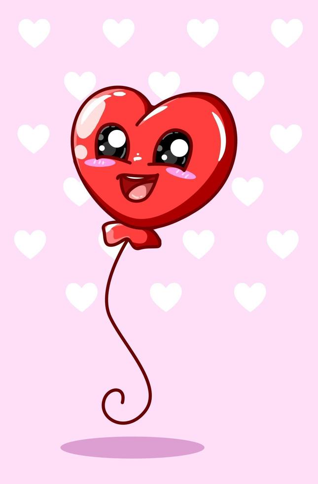 illustration de dessin animé ballon coeur saint valentin et kawaii vecteur