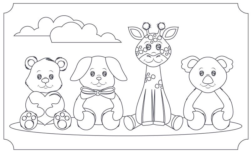 Livre de coloriage de vecteur Animaux mignon