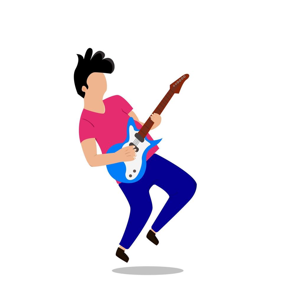 illustration conception de une homme en jouant guitare. plat vecteur 2d dessin animé personnage illustration sur blanc Contexte