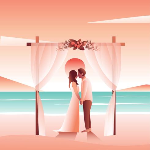 Mariage à la plage vecteur