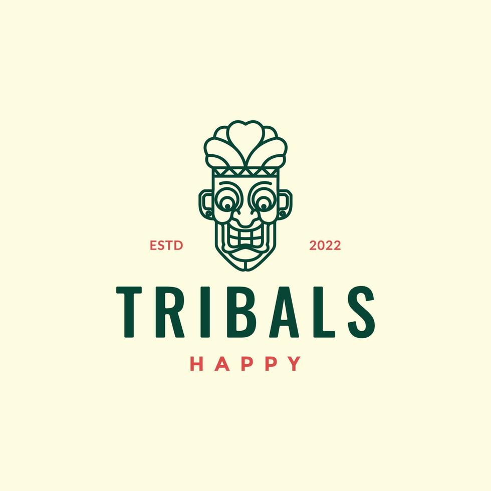 tribal masque bois culture tribu ethnique gens sourire mascotte branché logo conception vecteur