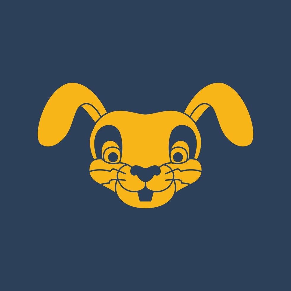 animaux domestiques lapin lièvre lapin visage tête longue oreille mascotte dessin animé mignonne plat logo conception vecteur