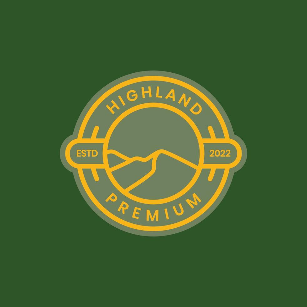 haute terre Montagne de pointe ligne moderne cercle badge logo conception vecteur