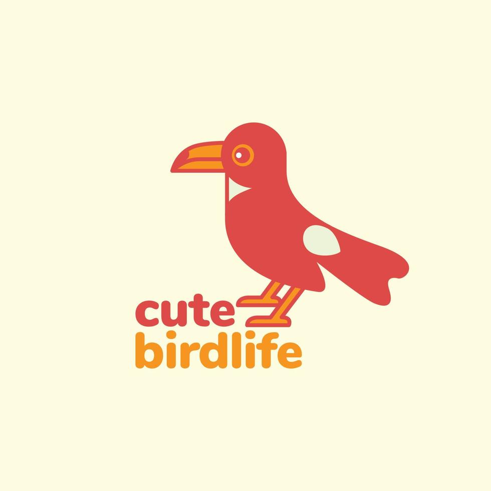 peu oiseau corbeau corbeau dessin animé mascotte mignonne coloré logo conception vecteur