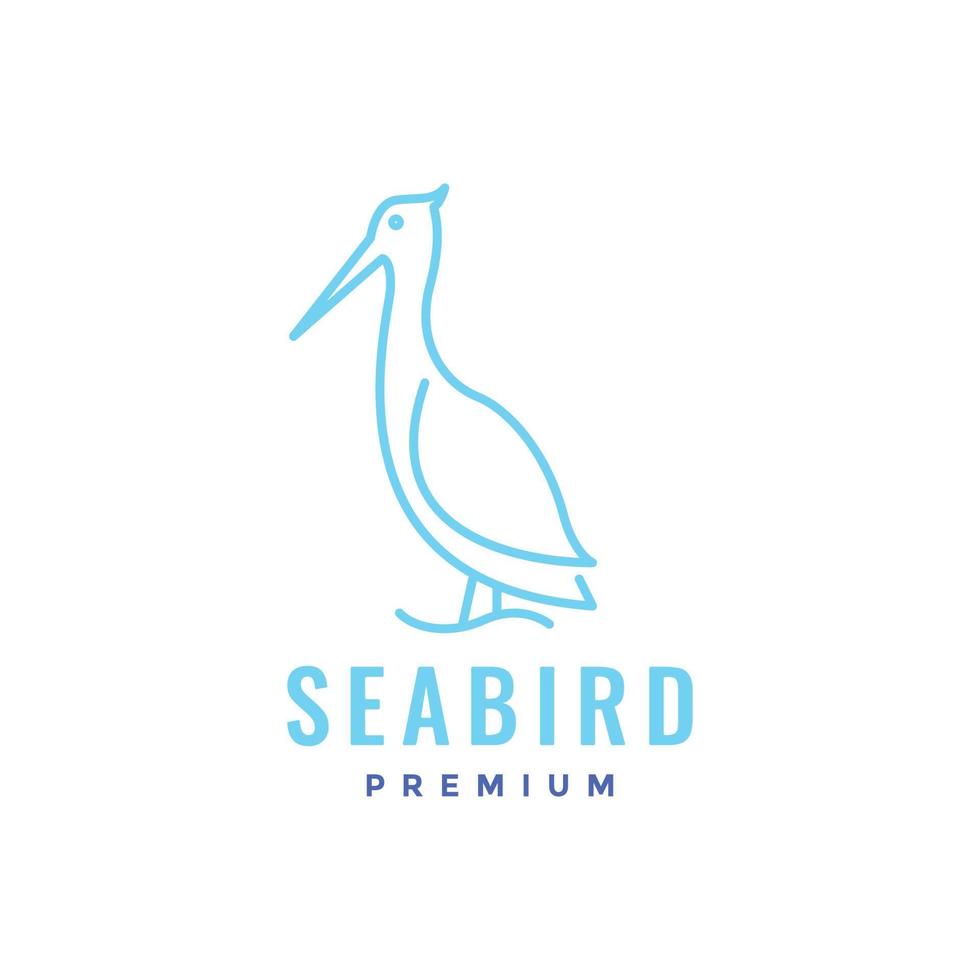 mer oiseau longue le bec chasser poisson minimal moderne ligne logo conception vecteur