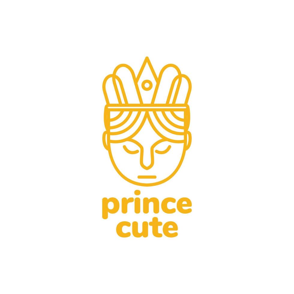 mascotte dessin animé tête prince Royaume couronne ligne minimal logo conception vecteur