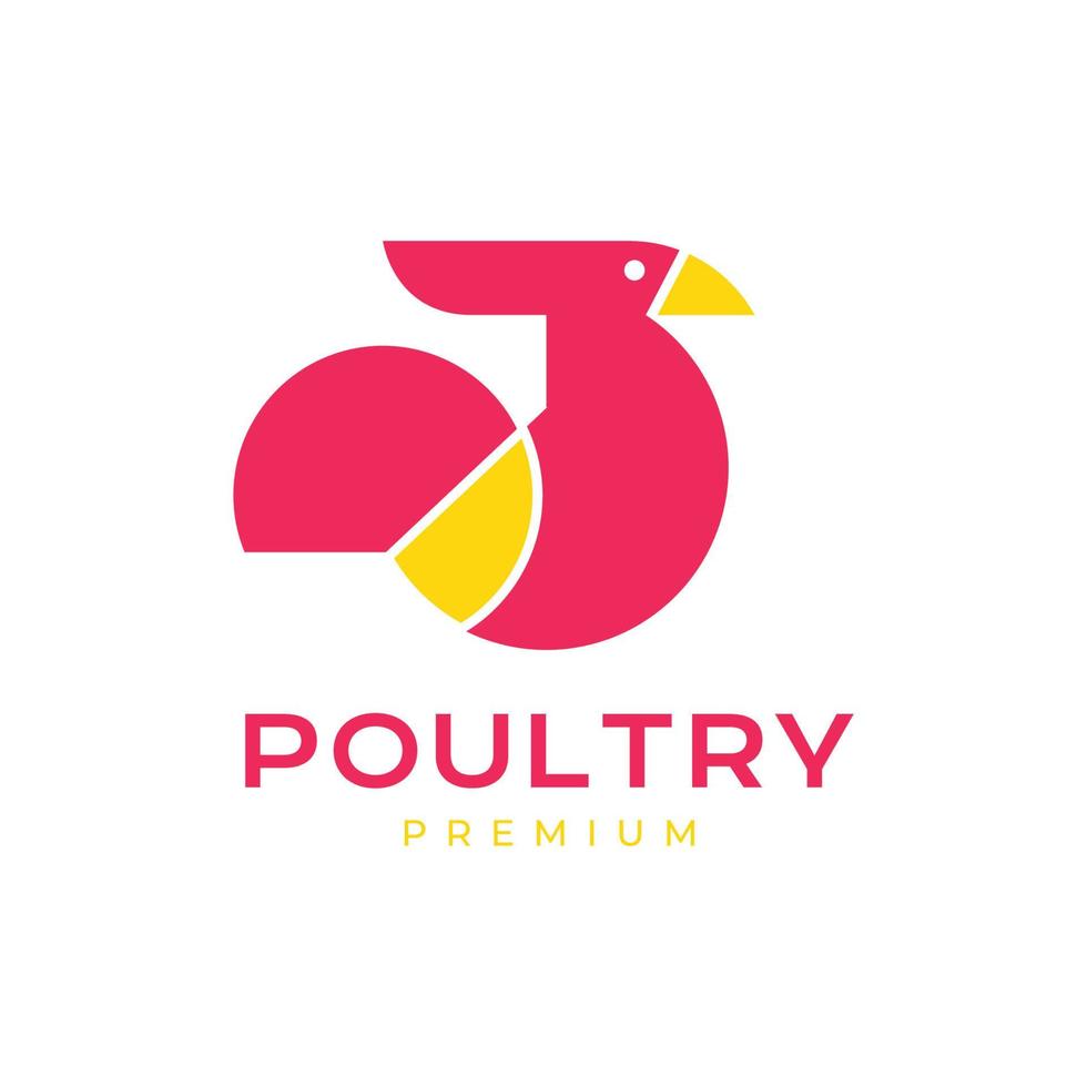 la volaille animal coq poulet moderne géométrique cercle coloré logo conception vecteur