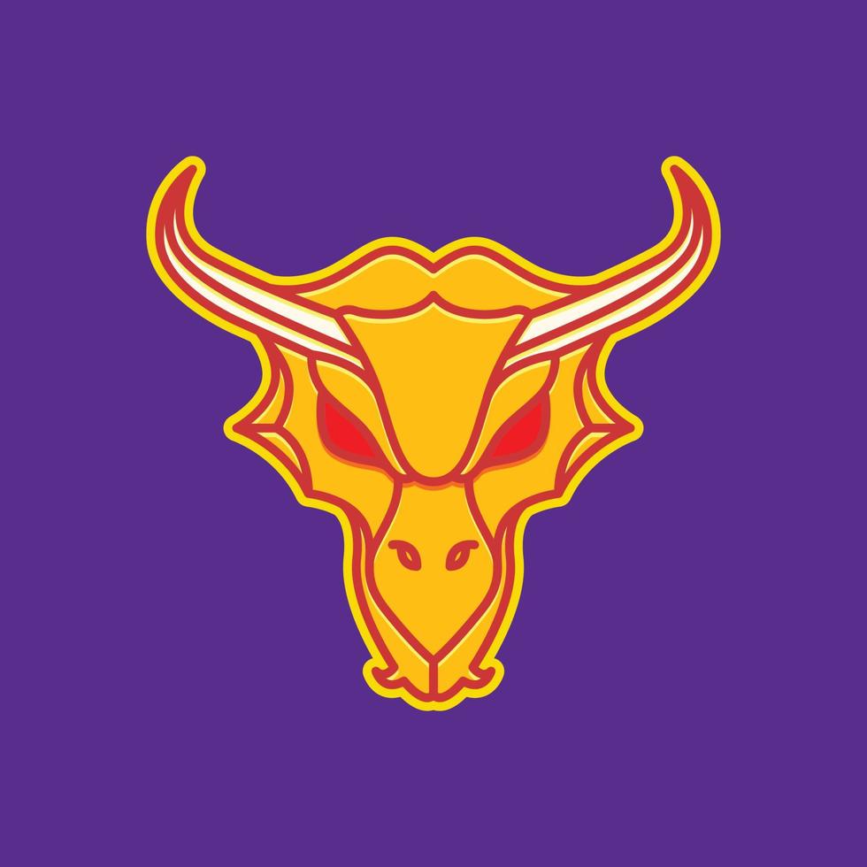 dragon tête cornu mythe Légende créature coloré autocollant logo conception vecteur icône illustration modèle