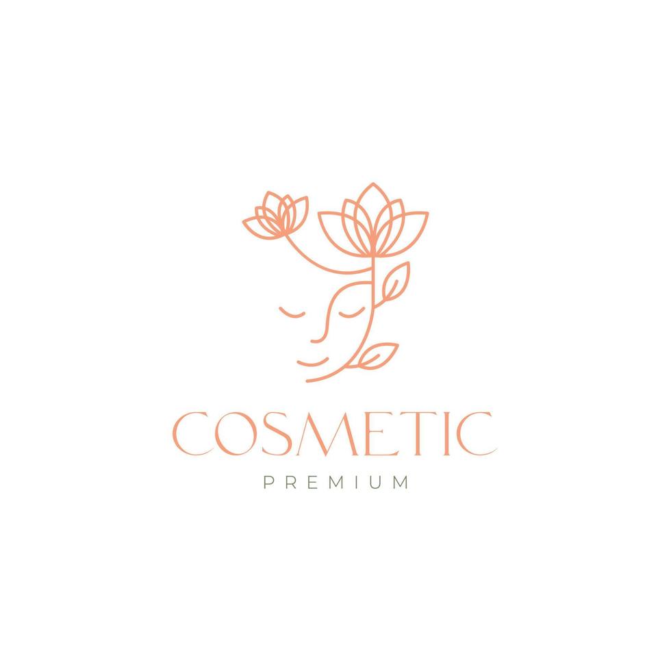 exotique salon traitement peau se soucier femmes femelle visage feuilles fleurs ligne logo conception vecteur