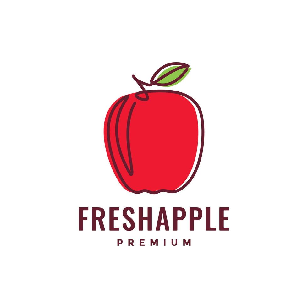 Frais fruit rouge Pomme jus ligne art moderne logo conception vecteur