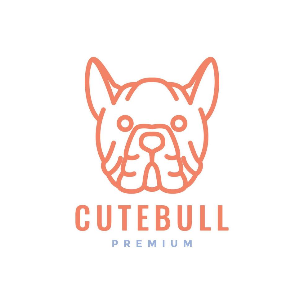 visage mignonne mascotte animaux domestiques chien taureau ligne minimal logo conception vecteur