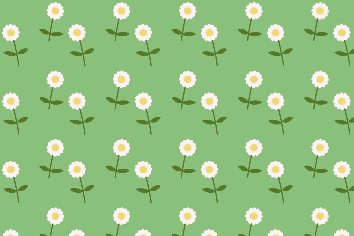 daisy blooming modèle plat style fond vecteur textile fleur avec fond vert