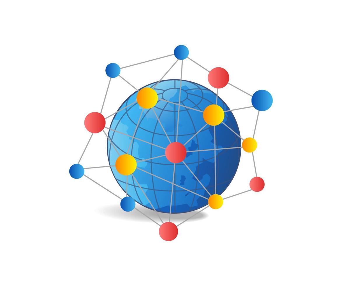 global micro réseau isométrique plat 3d illustration concept vecteur