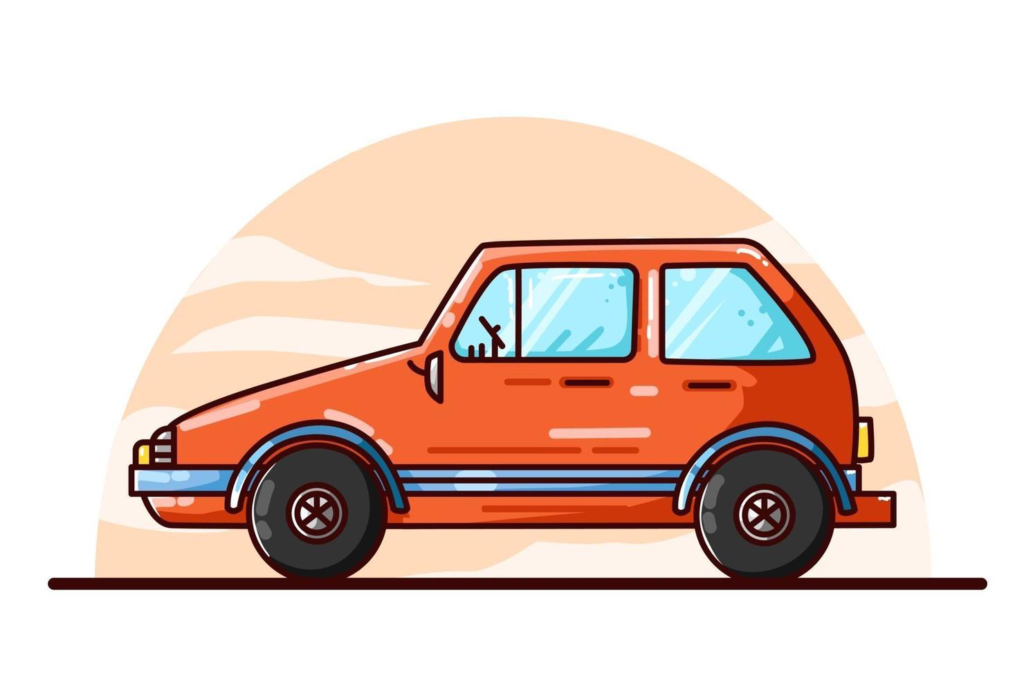 dessin à la main illustration voiture orange vecteur