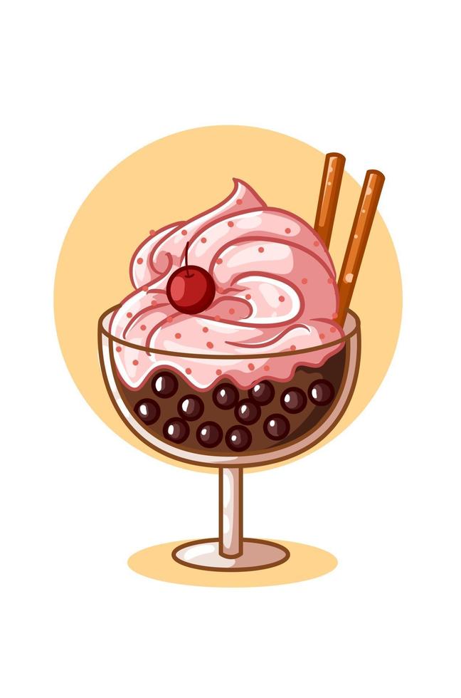 crème glacée avec illustration de boules de chocolat vecteur