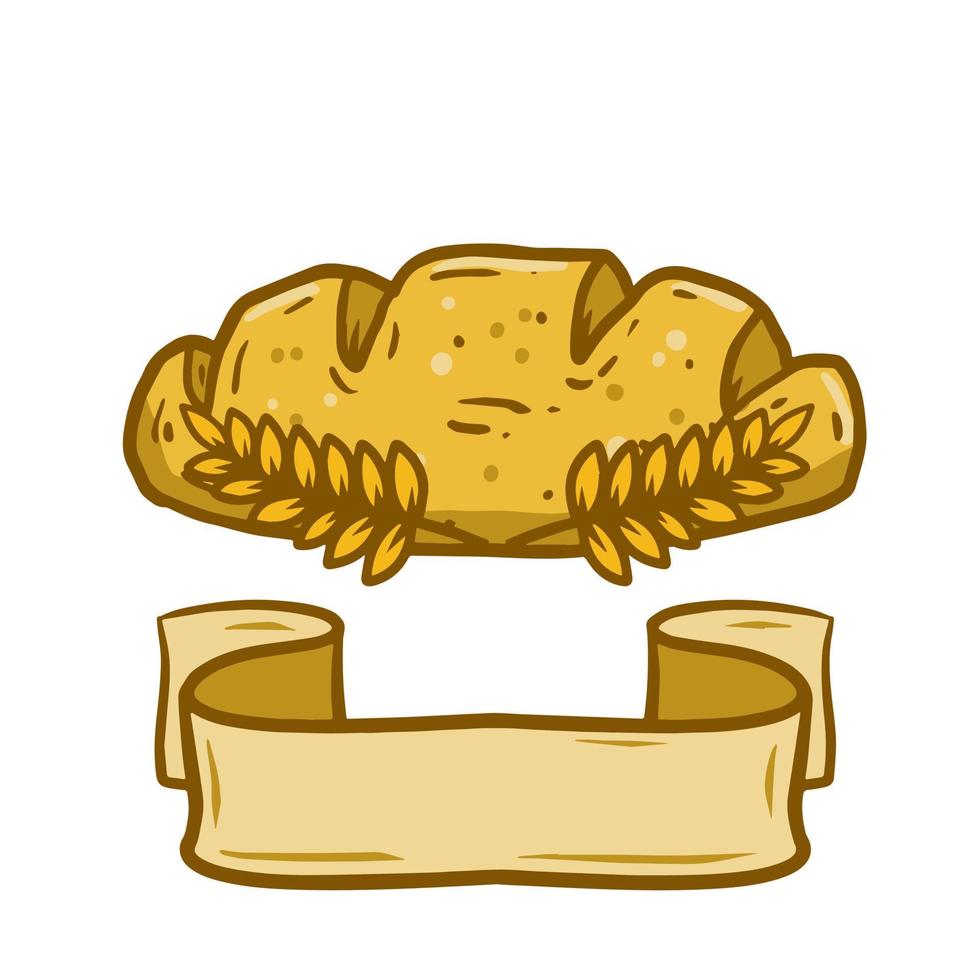 oreille de blé et pain. le logo de le boulangerie. une Naturel produit fabriqué de grain. ferme aliments. dessin animé illustration vecteur