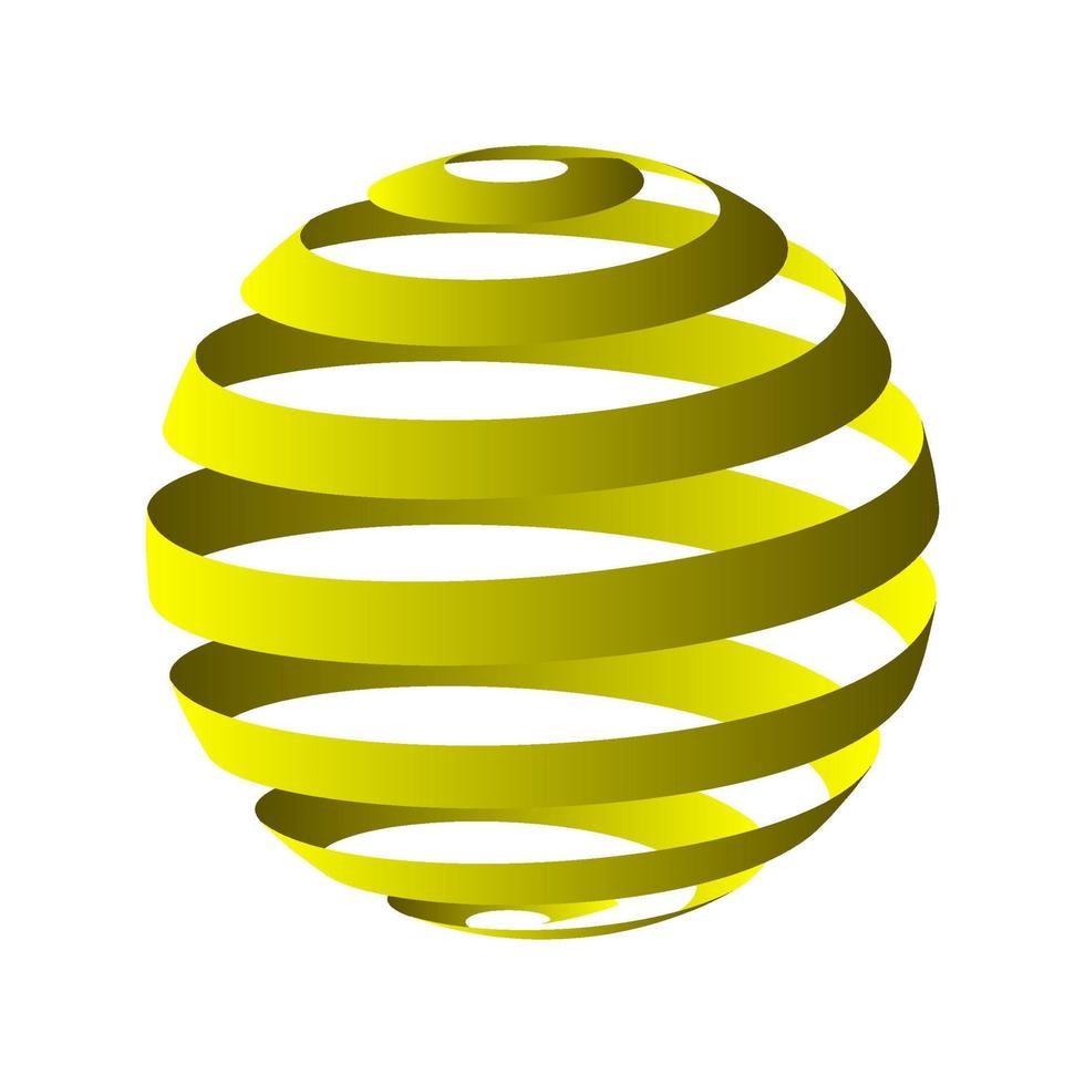 3d Jaune pente globe spirale logo vecteur modèle