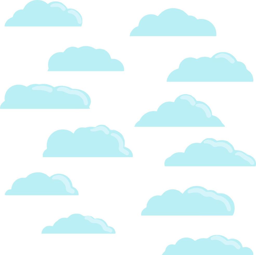 bleu bulles nuage. isolé dessin animé plat illustration. blanc ciel et bien été temps. vecteur