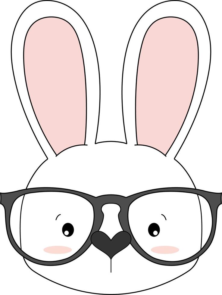 vecteur de lindo conejito con lentes, illustration infantile, personaje adorable. lapin dessin animé.