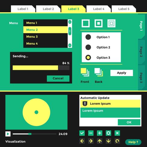 Modèle vectoriel d'éléments de kit wireframe UI