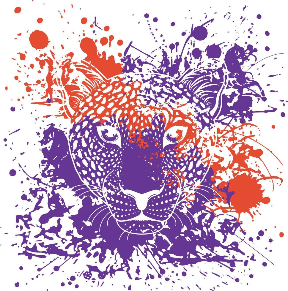 vecteur illustration de une léopard visage suivant à violet et Orange taches.