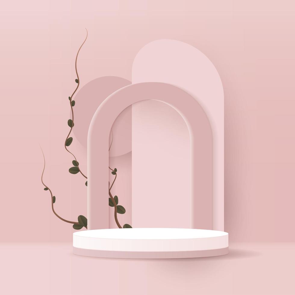 minimal cosmétique rose Contexte et prime podium afficher pour produit présentation l'image de marque et emballage présentation. studio étape avec ombre de feuille Contexte. vecteur conception.