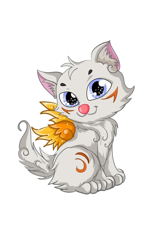 Un Petit Chat Blanc Mignon Avec Des Ailes Dorees Telecharger Vectoriel Gratuit Clipart Graphique Vecteur Dessins Et Pictogramme Gratuit