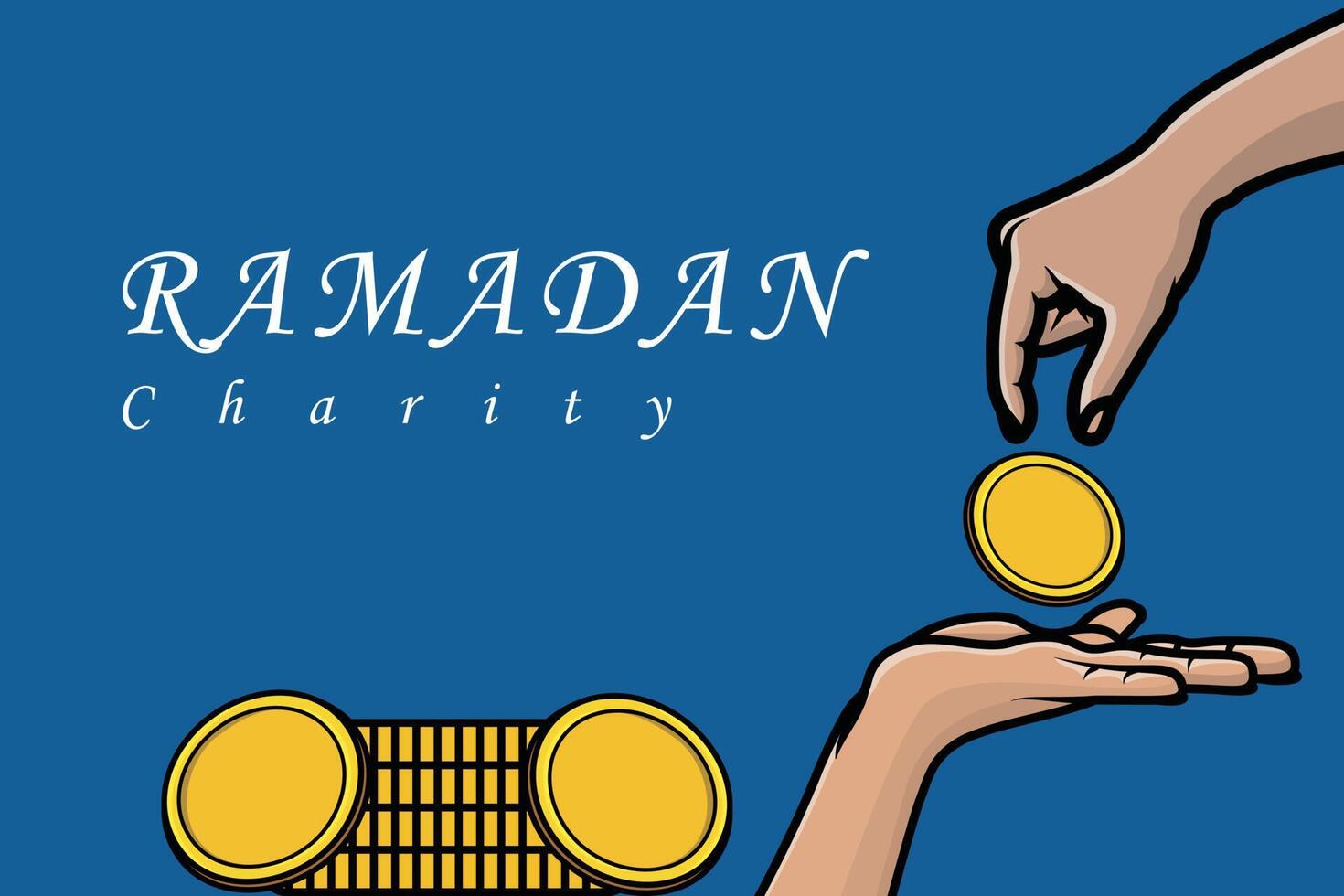 musulman donnant Ramadan kareem charité à pauvres gens vecteur illustration.