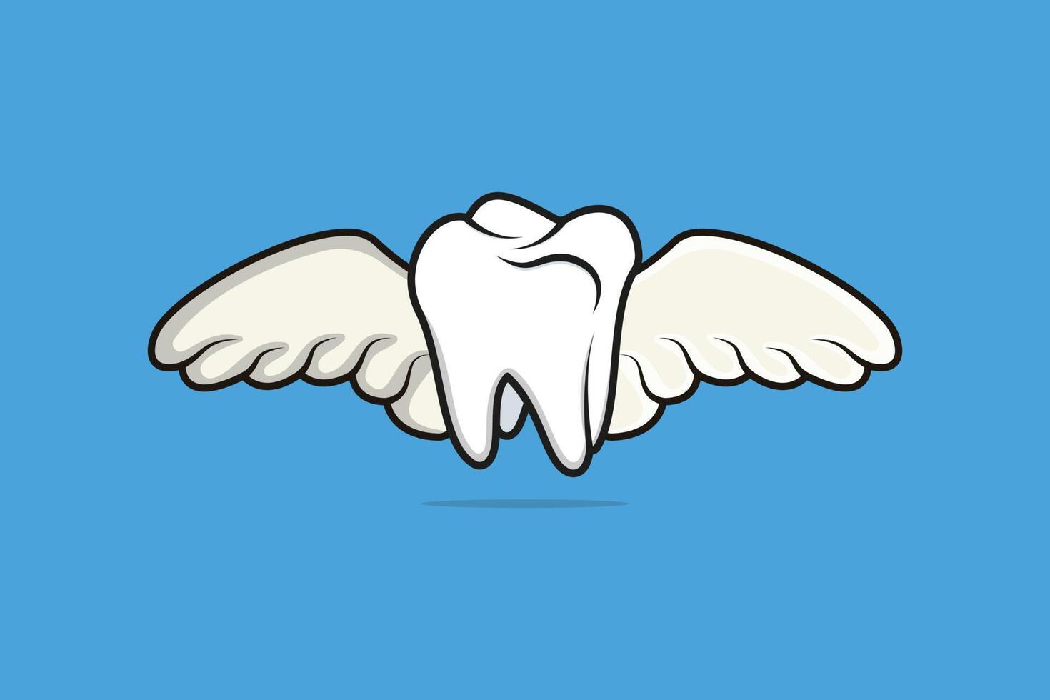 dentiste dent avec ailes vecteur illustration. soins de santé et médical objets icône concept. dentiste dent et oiseau ailes vecteur conception. dentiste logo dent avec ailes.