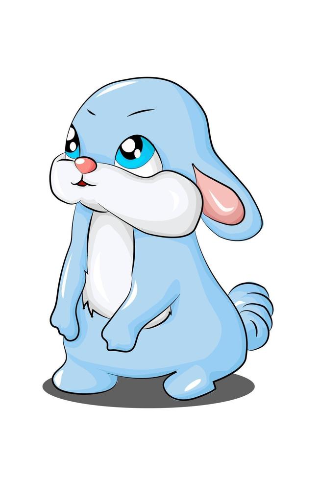 conception de dessin animé de lapin simple bleu vecteur