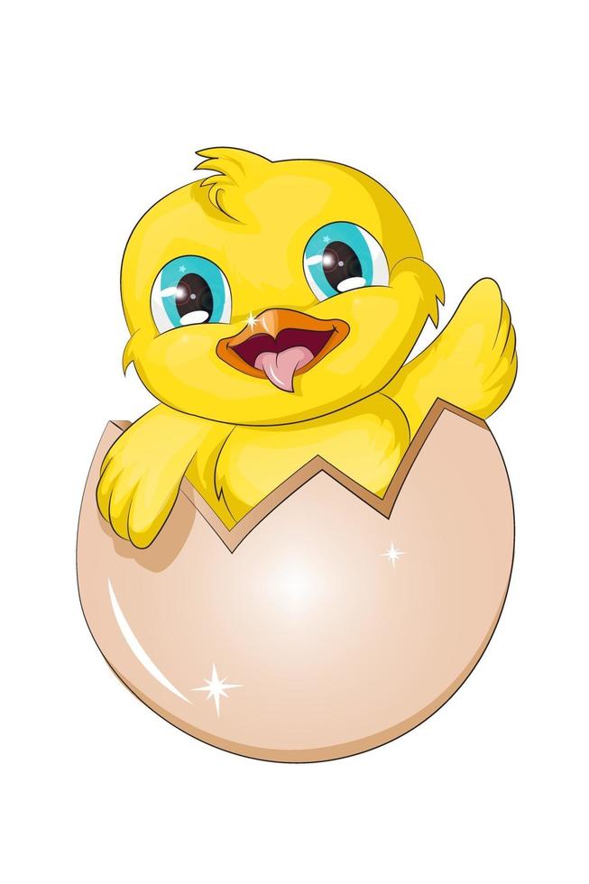 un mignon bébé canard jaune sur l & # 39; oeuf, conception d & # 39; illustration vectorielle de dessin animé animal vecteur
