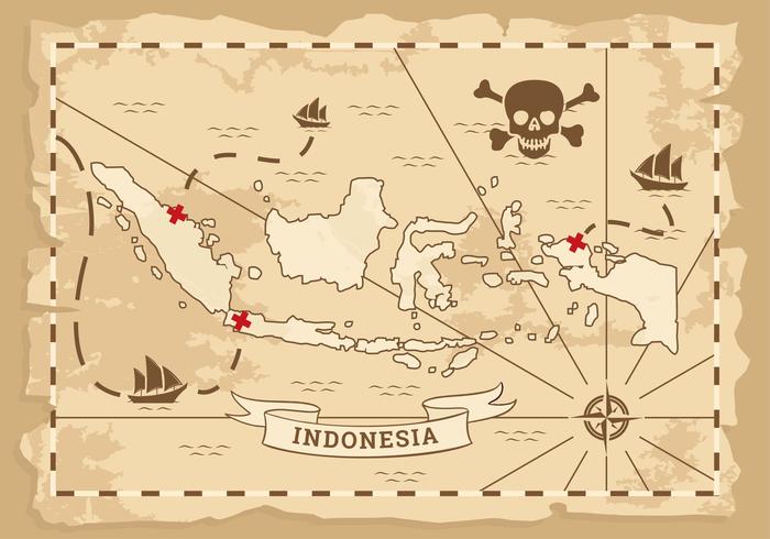 Vecteur de carte ancienne de l'Indonésie