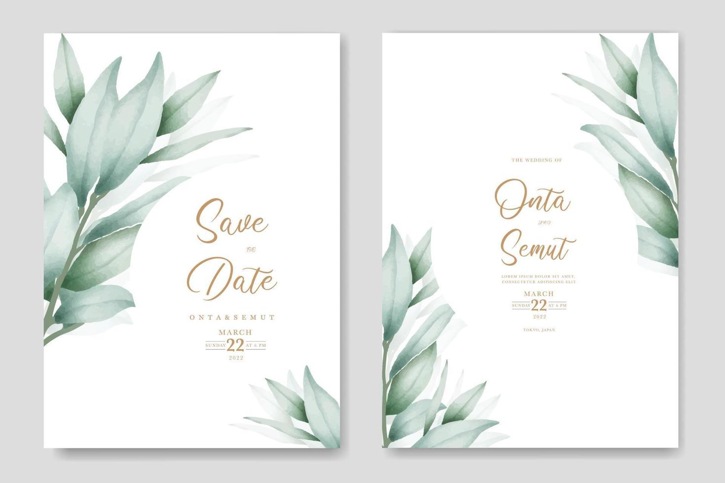 aquarelle eucalyptus mariage invitation carte vecteur