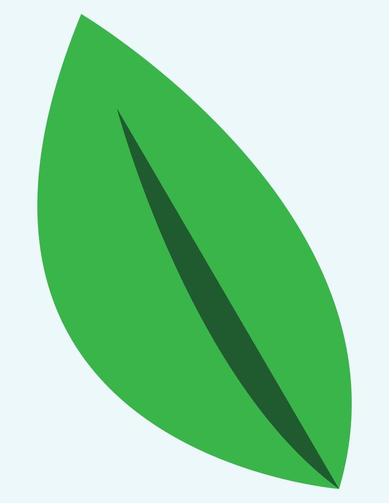 une Célibataire feuille, vert feuille, vert et bleu couleurs, adapté pour Naturel des produits entreprises, les écosystèmes icône, feuille illustration vecteur, minimal style dessin vecteur