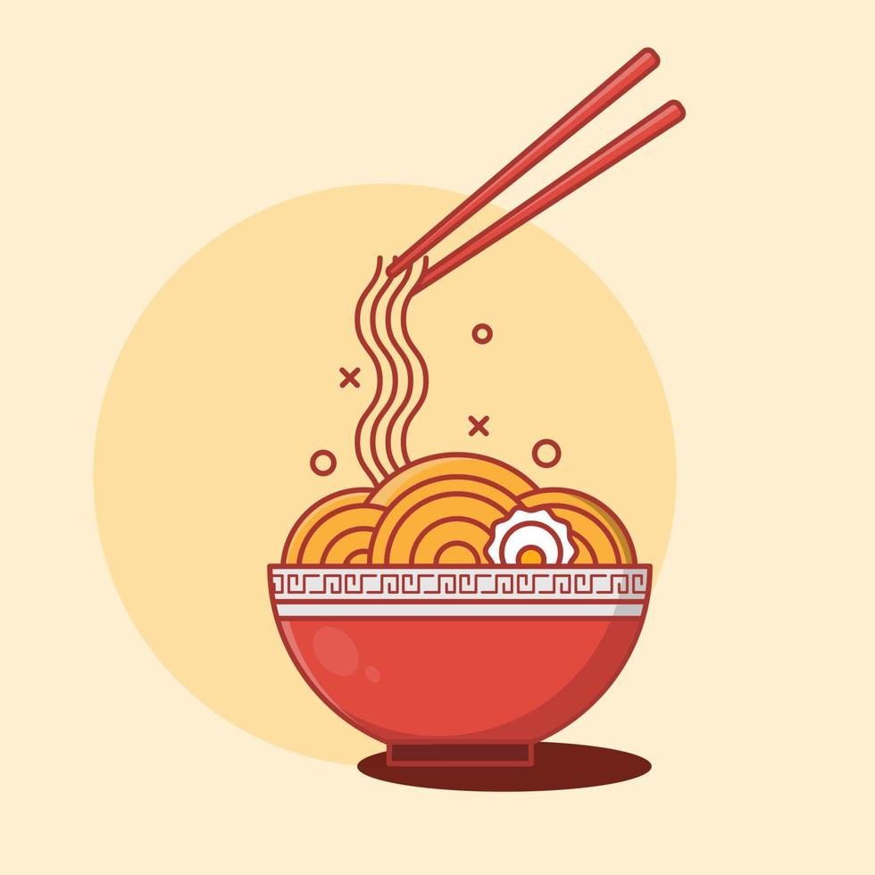 plat ramen Japonais nouille illustration vecteur