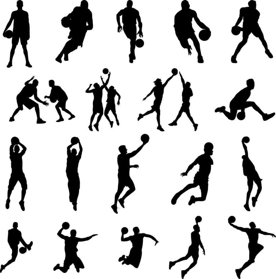 ensemble de basketball sport silhouette vecteur illustration